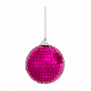 3.15" Pink Mirror Glass Ball Ornament | Available in Hot Pink or Light Pink