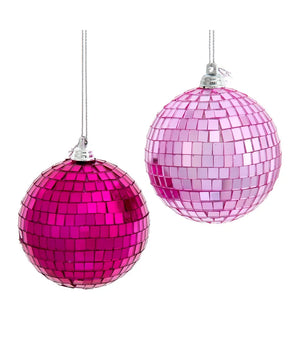 3.15" Pink Mirror Glass Ball Ornament | Available in Hot Pink or Light Pink