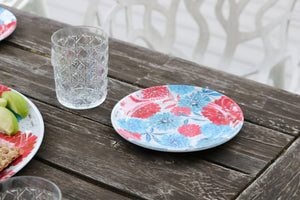 Patriotic Red White & Bloom 4th Of July Plate Set 4