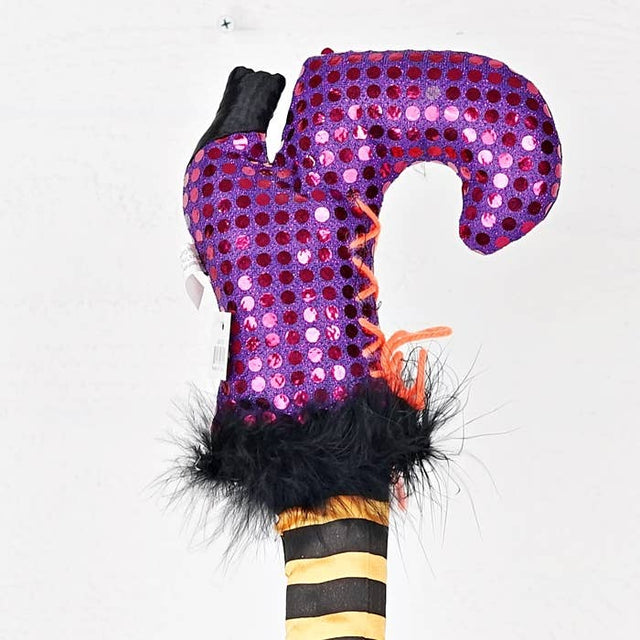 26" Witch Boot on Stick | Purple, Orange, Black