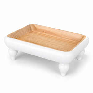 14" x 10.25" White Natural Wooden Tray