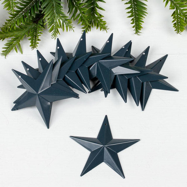 3-1/2" Navy Blue Dimensional Mini Metal Barn Stars Set/12