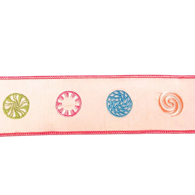 2.5" White Dupioni Ribbon Candy Themed- 10 Yards