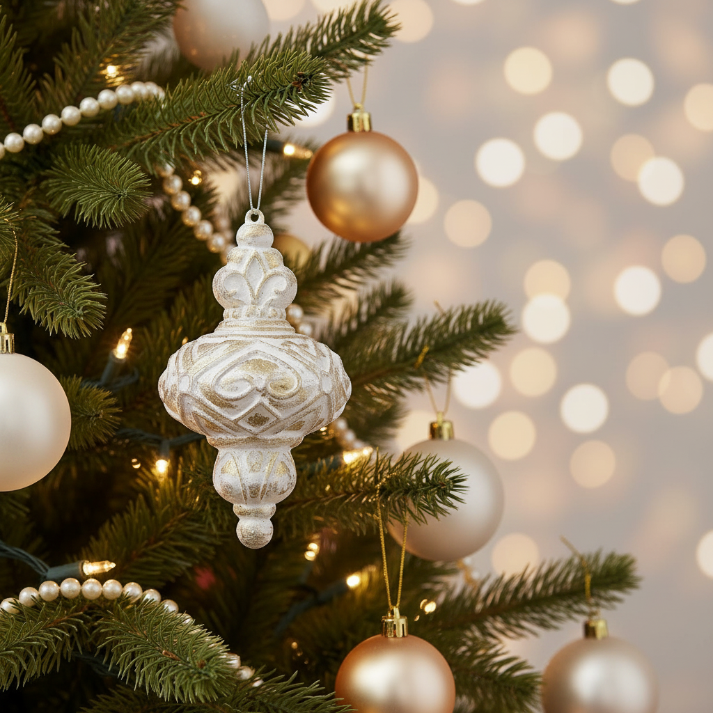 5.25" White | Gold | Elegant Finial