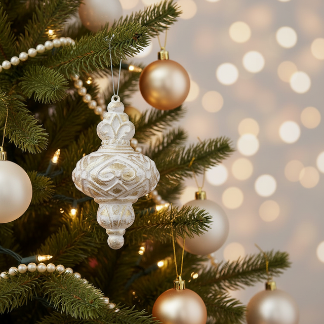 5.25" White | Gold | Elegant Finial