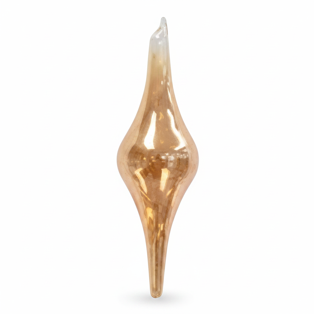 6" Champagne Iridescent Blown Glass Finial Ornament