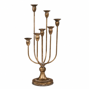 23" Antique Gold Tin Candelabra