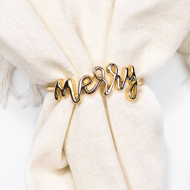 2" Gold Merry Napkin Ring