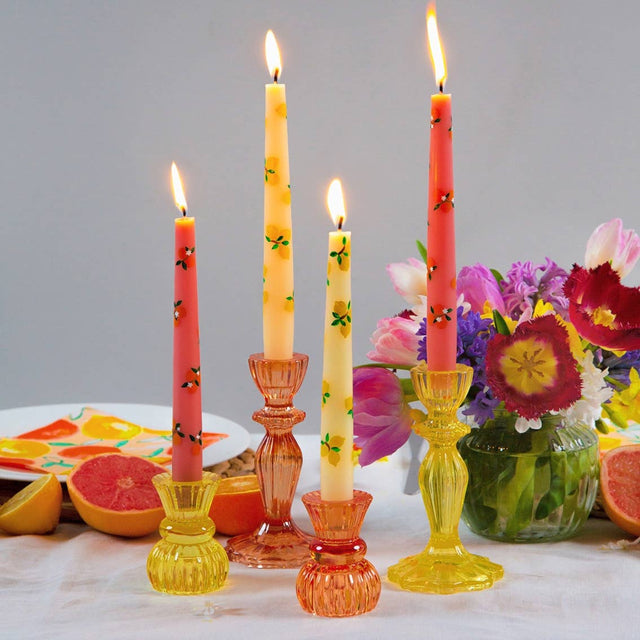 3" Orange Glass Candle Holder
