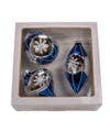 3" Blue/White Glass Ball Ornament- Set of 3