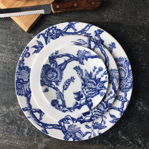 10.75" Blue & White Arcadia Rimmed Dinner Plate