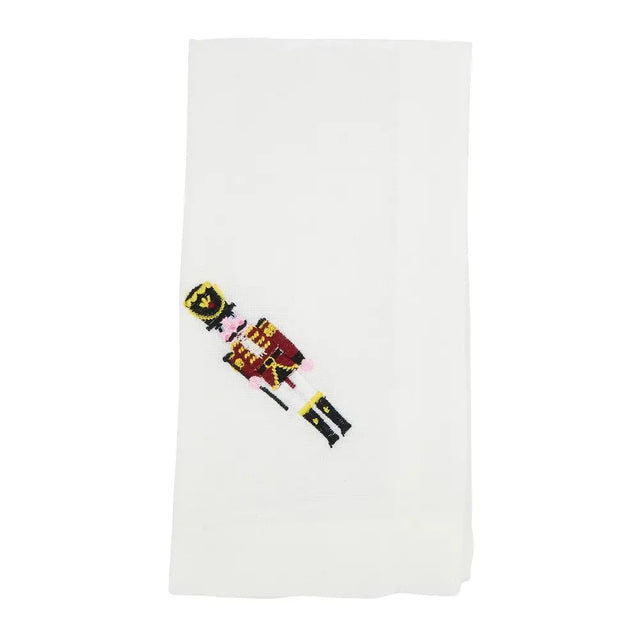 Embroidered Nutcracker White 20" Cloth Napkin