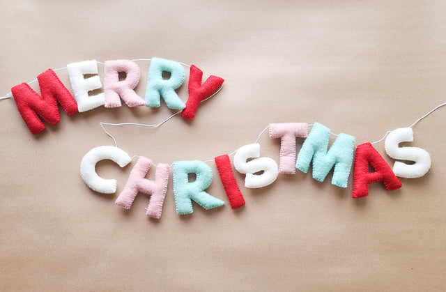 5.5' Merry Christmas Letter Garland - Peppermint Pinwheel Palette