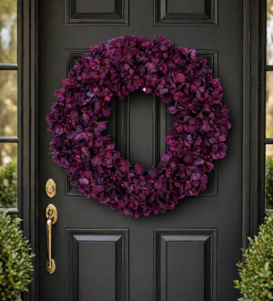20" Real Touch Burgundy Hydrangea Wreath