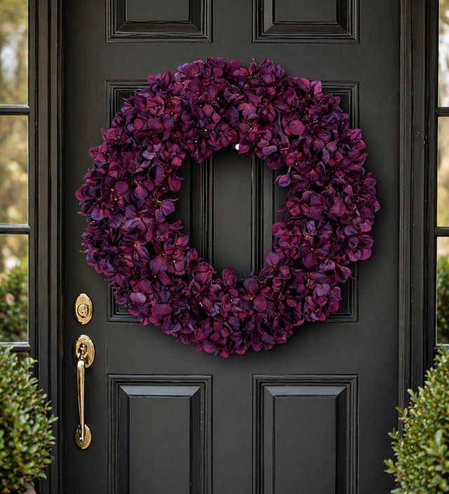 20" Real Touch Burgundy Hydrangea Wreath