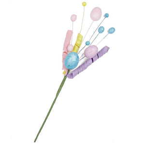 18" Glitter Pastel Eggs, Twist, & Berries Picks