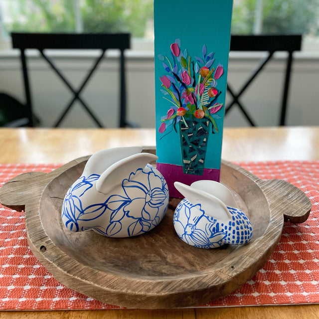 Large Magnolia Bunny | Chinoiserie Rabbit