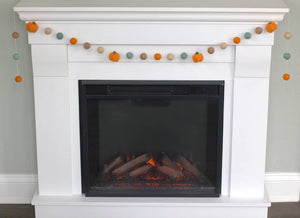 Felt Pumpkin Garland for Fall & Halloween | Orange Teal Tan
