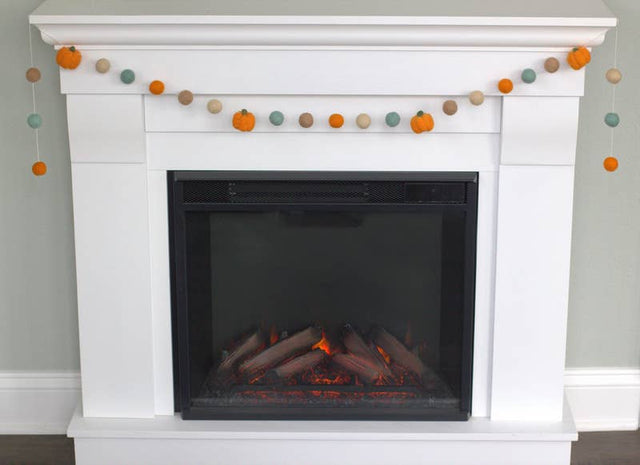 Felt Pumpkin Garland for Fall & Halloween | Orange Teal Tan