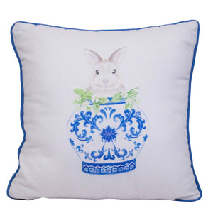 Winston Bunny Pillow | Soft White/Multi   16x16”