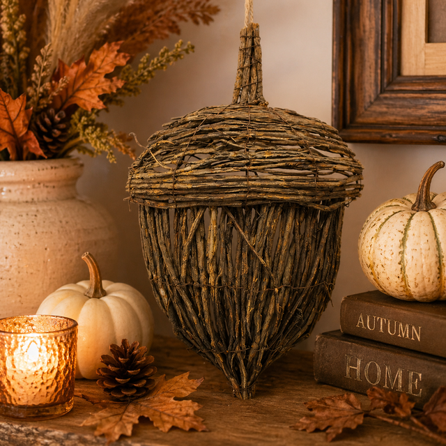13.5" Natural Twig Acorn Ornament