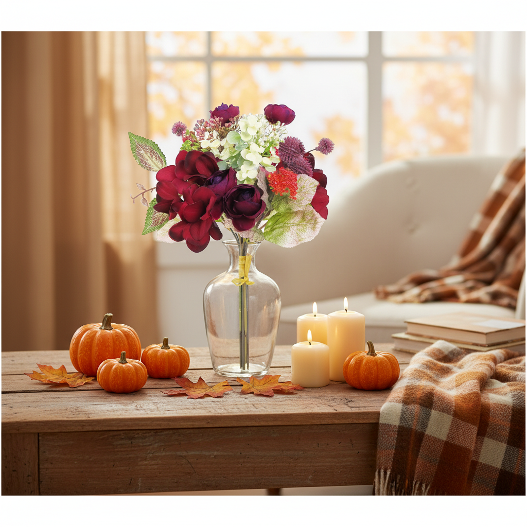 12" Mixed Fall Hydrangea Ranunculous Bundle