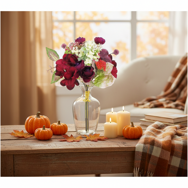 12" Mixed Fall Hydrangea Ranunculous Bundle