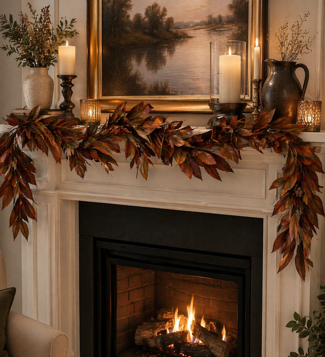 72" Brown Magnolia Leaf Garland