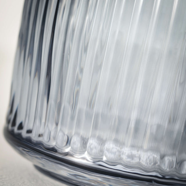 8.25” Ribbed Blue Gray Glass Vase