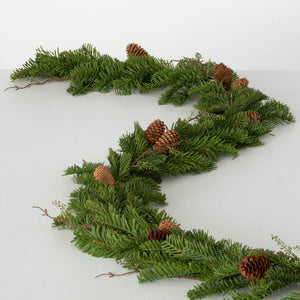 6' Soft Touch Pine Garland with Pinecones