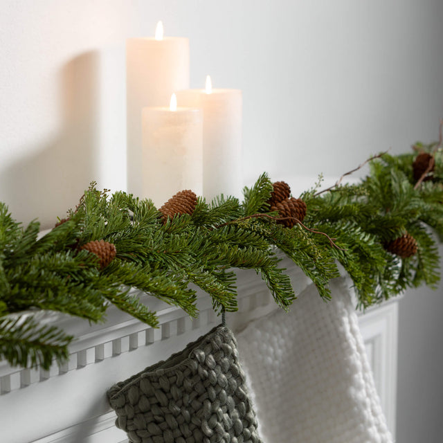 6' Soft Touch Pine Garland with Pinecones
