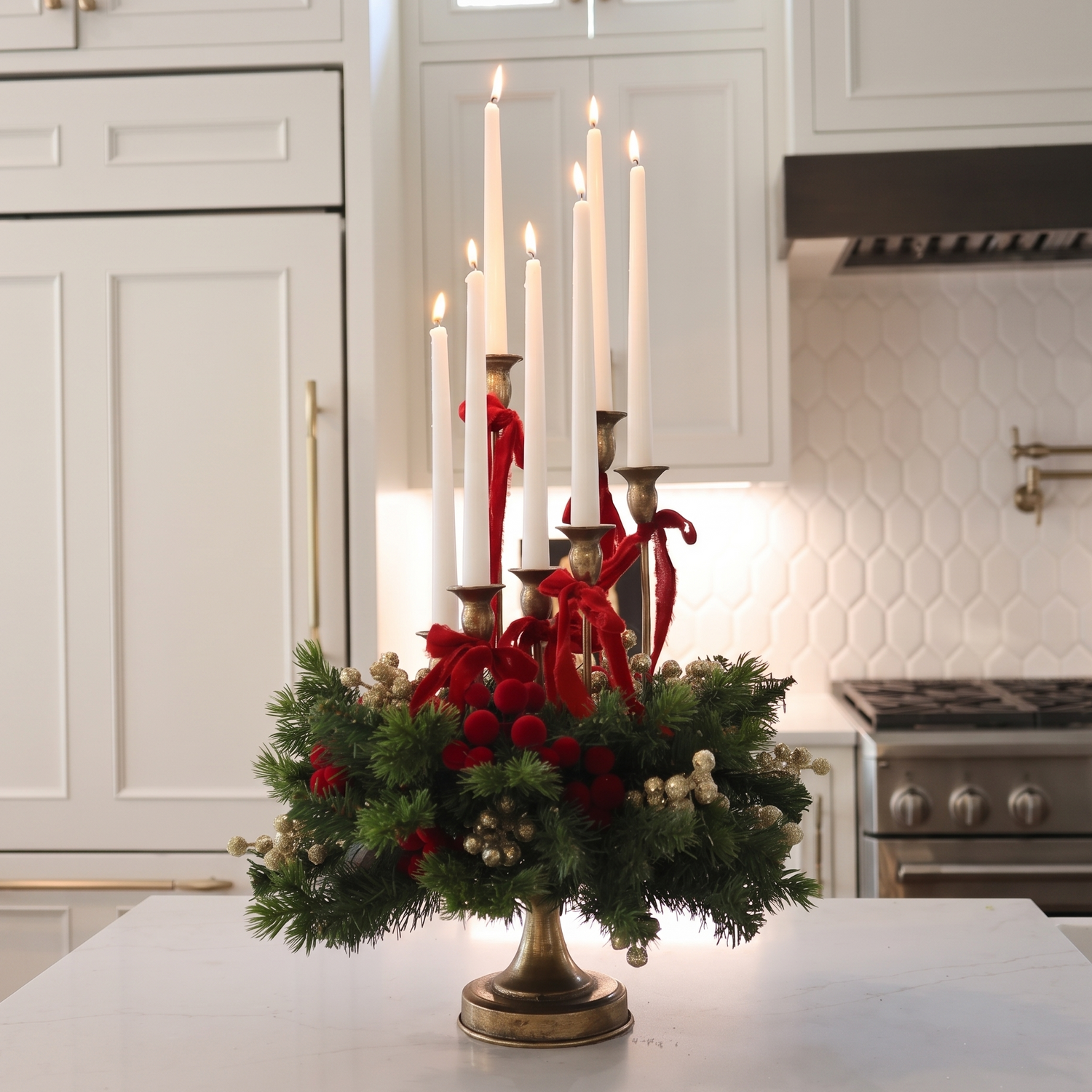 23" Designed Tin Candelabra | Traditional Christmas