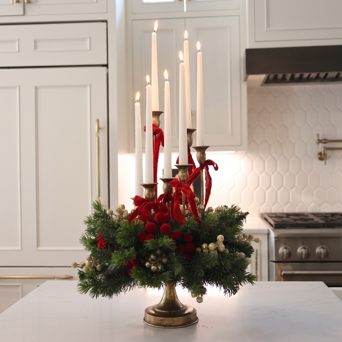 23" Designed Tin Candelabra | Traditional Christmas