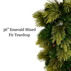 36" Emerald Mixed Fir Artificial Christmas Teardrop