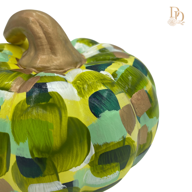 5" Squatty Green Abstract Pumpkin