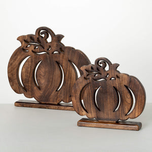 14.25"/10.75" Wooden Pumpkin Set/2