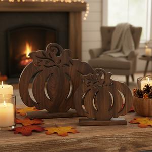 14.25"/10.75" Wooden Pumpkin Set/2