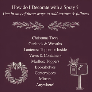 How to decorate with a Christmas spray: trees, wreaths, garlands, lanterns, vases, mailboxes, centerpieces, and mirrors
