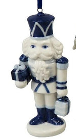 4" Porcelain Delft Blue Nutcracker Ornament | 3 Styles Available