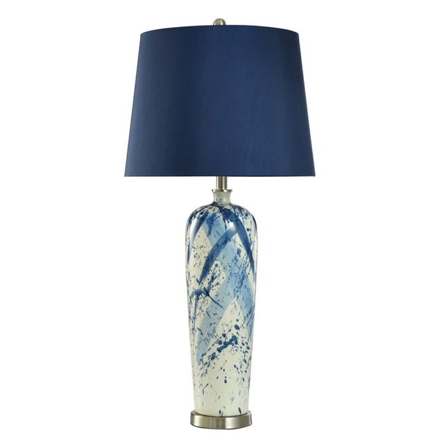 BLUE SPLATTER | Ceramic Table Lamp | 36in ht