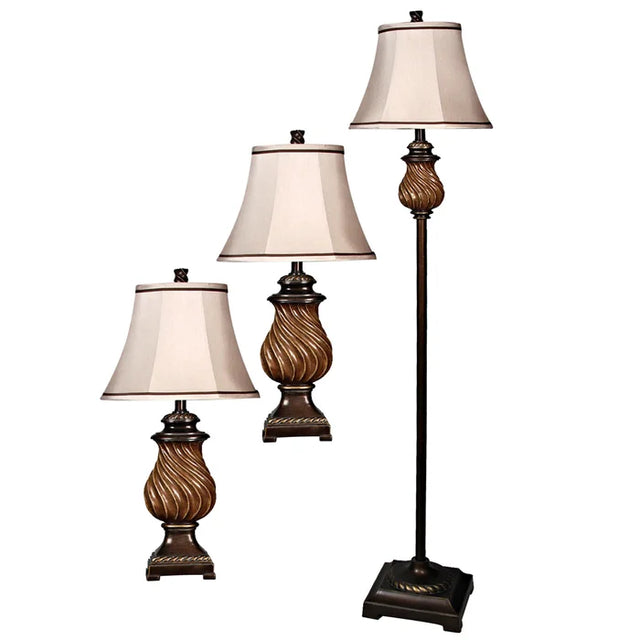 Set of 3 Toffee Wood Lamps