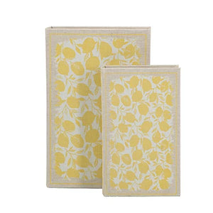 7" x 3" x 10.5" / 5" x 2" x 8.5" Lemons Decorative Book Set | Set of 2