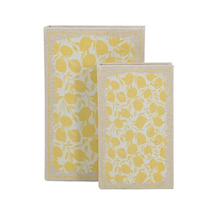 7" x 3" x 10.5" / 5" x 2" x 8.5" Lemons Decorative Book Set | Set of 2