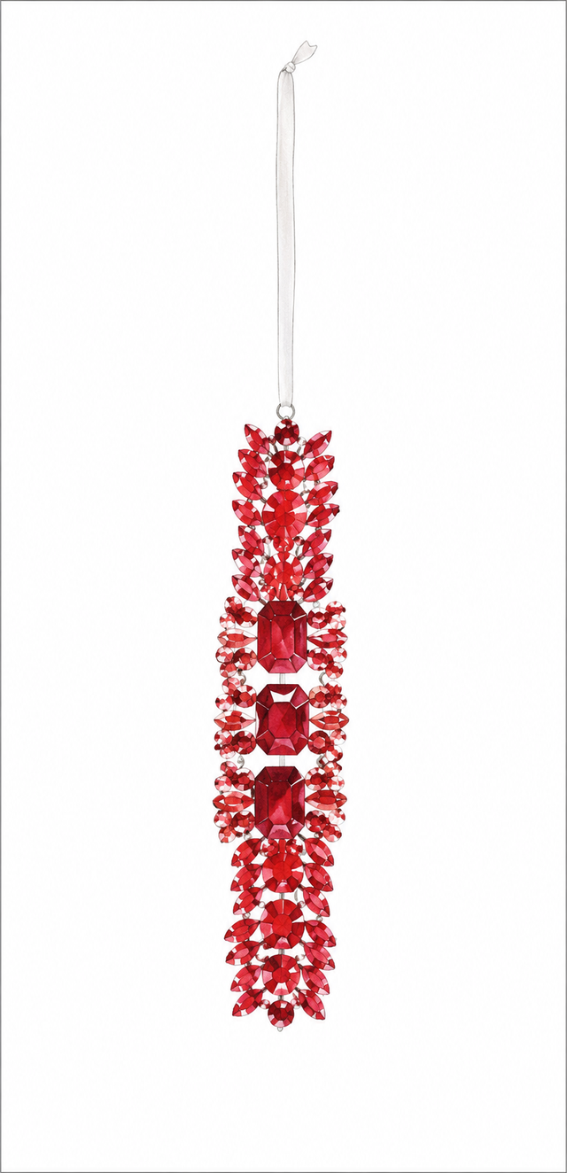 8.25" x 1.95" Crystal Tree & Bow Jewelry | Clear or Red | Sold Separately