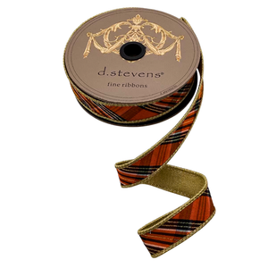 1 inch, 4 inch x 10 yards Dupioni Salem Plaid Bias Cut Ribbon