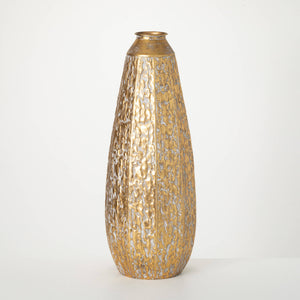28” Gilded Hammered Vase