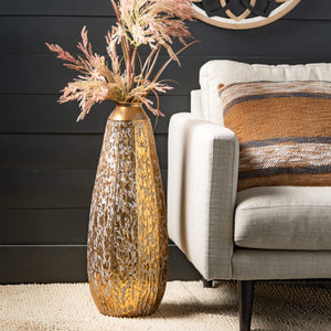 28” Gilded Hammered Vase