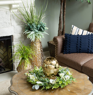 28” Gilded Hammered Vase