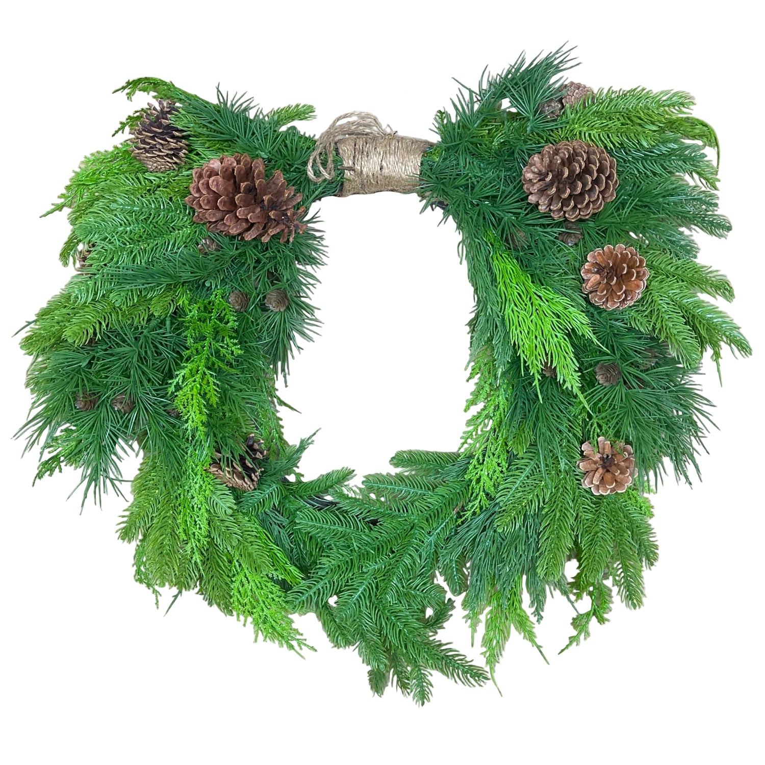 26 inch Natural Touch Mix Evergreen Heart Wreath