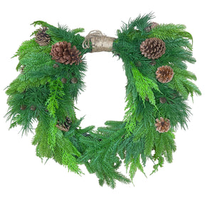 26 inch Natural Touch Mix Evergreen Heart Wreath